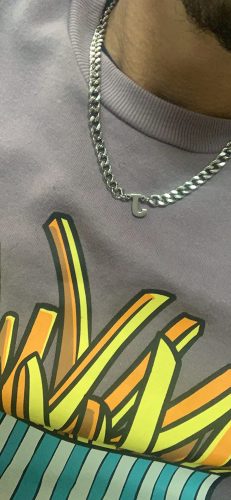 A-Z Cuban Link Chain Necklace for Boys Men Women Letter Pendant Stainless Steel 6.5mm 18+2 Inches Jewelry Gift photo review