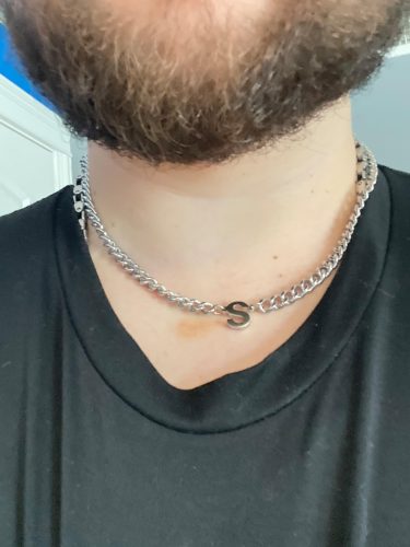 A-Z Cuban Link Chain Necklace for Boys Men Women Letter Pendant Stainless Steel 6.5mm 18+2 Inches Jewelry Gift photo review