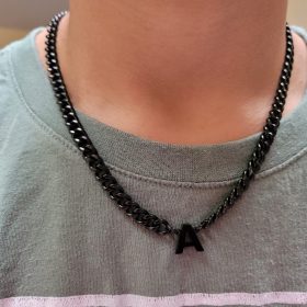 A-Z Cuban Link Chain Necklace for Boys Men Women Letter Pendant Stainless Steel 6.5mm 18+2 Inches Jewelry Gift photo review