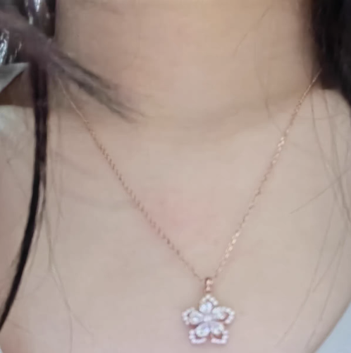 Spin peach blossom Zircon necklace for women s925 sterling silver clavicle chain light luxury pendant jewelry photo review