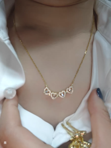 Sterling Silver Heart Shaped and Four Leaf Clover Convertible Pendant Necklace Crystals Jewelry for Women photo review