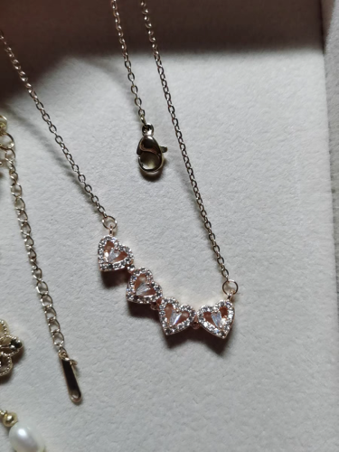 Sterling Silver Heart Shaped and Four Leaf Clover Convertible Pendant Necklace Crystals Jewelry for Women photo review