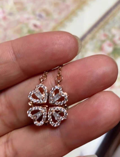 Sterling Silver Heart Shaped and Four Leaf Clover Convertible Pendant Necklace Crystals Jewelry for Women photo review