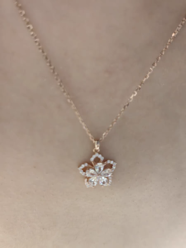 Spin peach blossom Zircon necklace for women s925 sterling silver clavicle chain light luxury pendant jewelry photo review