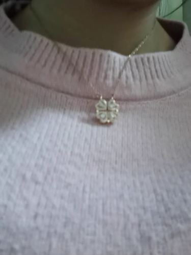 Sterling Silver Heart Shaped and Four Leaf Clover Convertible Pendant Necklace Crystals Jewelry for Women photo review