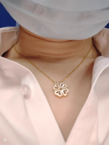 Sterling Silver Heart Shaped and Four Leaf Clover Convertible Pendant Necklace Crystals Jewelry for Women photo review