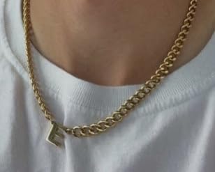 A-Z Cuban Link Chain Necklace for Boys Men Women Letter Pendant Stainless Steel 6.5mm 18+2 Inches Jewelry Gift photo review