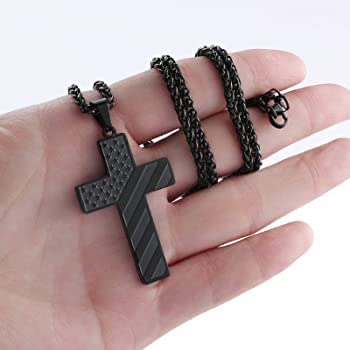 18+2 Inch Cross Necklace Bible Verse Stainless Steel American Flag Pendant Chain for Men Jewelry Gift photo review