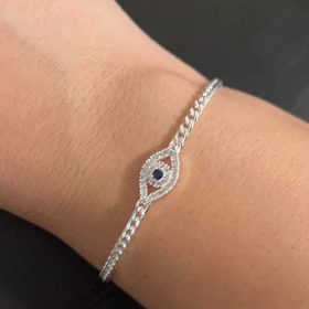 Evil Eye Bracelet, Sideway Cross Bracelet, Silver/Gold/Rose Gold Bracelet for Women Girls Adjustable Slide Chain Jewelry photo review