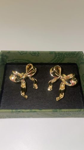 925 Sterling Silver Post Gold Silver Bow Earrings Women Ribbon Stud Earrings Gift photo review