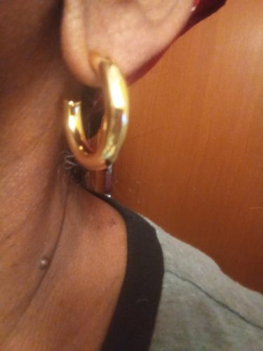 14K Gold Plated Lightweight Chunky Open Hoops for Women | Trendy Gold Hoop Earrings photo review