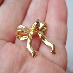 925 Sterling Silver Post Gold Silver Bow Earrings Women Ribbon Stud Earrings Gift photo review