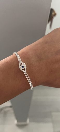 Evil Eye Bracelet, Sideway Cross Bracelet, Silver/Gold/Rose Gold Bracelet for Women Girls Adjustable Slide Chain Jewelry photo review