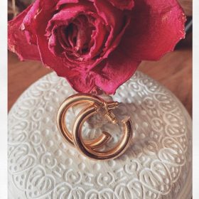 14K Gold Plated Lightweight Chunky Open Hoops for Women | Trendy Gold Hoop Earrings photo review