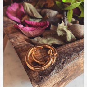 14K Gold Plated Lightweight Chunky Open Hoops for Women | Trendy Gold Hoop Earrings photo review