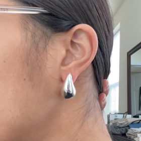 Chunky Gold Hoop Earrings for Women, Dupes Earrings Lightweight Waterdrop Hollow Open Hoops, Hypoallergenic Gold Plated Earrings Fashion Jewelry for Women Girls photo review