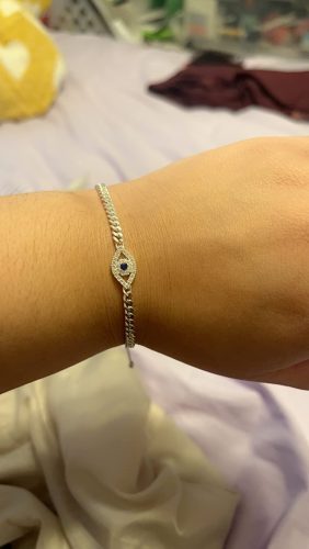 Evil Eye Bracelet, Sideway Cross Bracelet, Silver/Gold/Rose Gold Bracelet for Women Girls Adjustable Slide Chain Jewelry photo review