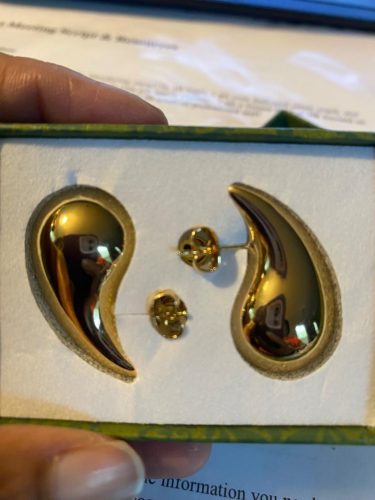 Chunky Gold Hoop Earrings for Women, Dupes Earrings Lightweight Waterdrop Hollow Open Hoops, Hypoallergenic Gold Plated Earrings Fashion Jewelry for Women Girls photo review