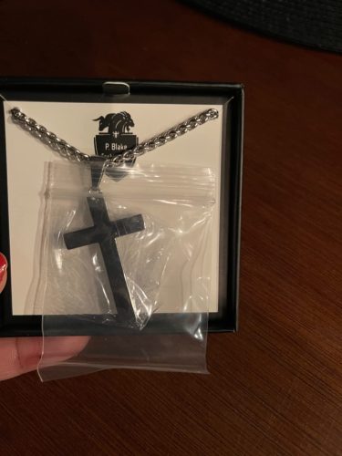 Stainless Steel Cross Pendant Necklace for Men Boys, Christian Cross Pendant with 24 Inches Chain photo review