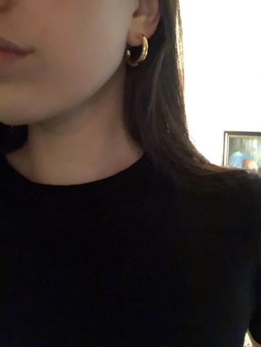 14K Gold Plated Lightweight Chunky Open Hoops for Women | Trendy Gold Hoop Earrings photo review