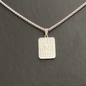 A-Z Necklace for Men Boys, American Flag Stainless Steel Letter Pendent Chain 20+2 Inches photo review