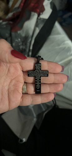 18+2 Inch Cross Necklace Bible Verse Stainless Steel American Flag Pendant Chain for Men Jewelry Gift photo review