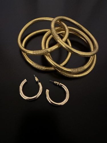 14K Gold Plated Lightweight Chunky Open Hoops for Women | Trendy Gold Hoop Earrings photo review