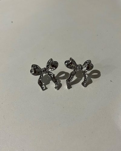 925 Sterling Silver Post Gold Silver Bow Earrings Women Ribbon Stud Earrings Gift photo review