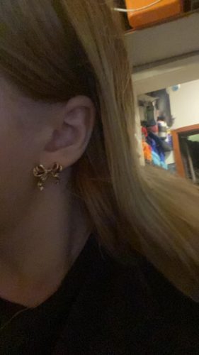 925 Sterling Silver Post Gold Silver Bow Earrings Women Ribbon Stud Earrings Gift photo review