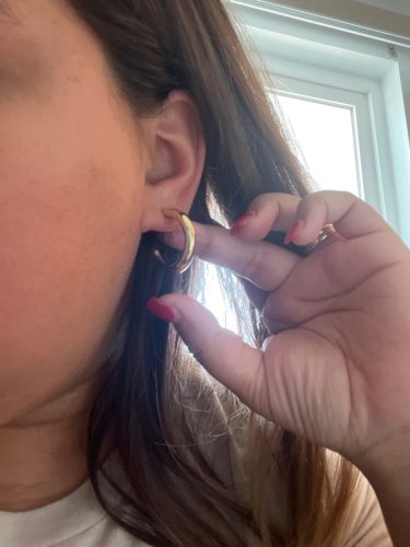 14K Gold Plated Lightweight Chunky Open Hoops for Women | Trendy Gold Hoop Earrings photo review
