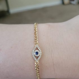 Evil Eye Bracelet, Sideway Cross Bracelet, Silver/Gold/Rose Gold Bracelet for Women Girls Adjustable Slide Chain Jewelry photo review