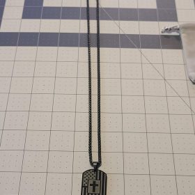 American Dog Tag Necklace Bible Verse Pendant, Men Boys Stainless Steel Cross Patriotic Flag Jewelry Gift 24 Inches Chain photo review