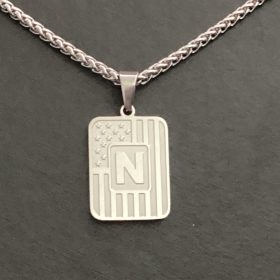 A-Z Necklace for Men Boys, American Flag Stainless Steel Letter Pendent Chain 20+2 Inches photo review