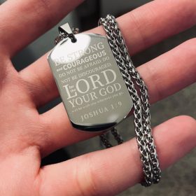 American Dog Tag Necklace Bible Verse Pendant, Men Boys Stainless Steel Cross Patriotic Flag Jewelry Gift 24 Inches Chain photo review