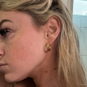 14K Gold Plated Lightweight Chunky Open Hoops for Women | Trendy Gold Hoop Earrings photo review
