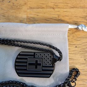 American Dog Tag Necklace Bible Verse Pendant, Men Boys Stainless Steel Cross Patriotic Flag Jewelry Gift 24 Inches Chain photo review