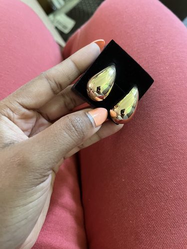 Chunky Gold Hoop Earrings for Women, Dupes Earrings Lightweight Waterdrop Hollow Open Hoops, Hypoallergenic Gold Plated Earrings Fashion Jewelry for Women Girls photo review