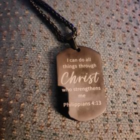 American Dog Tag Necklace Bible Verse Pendant, Men Boys Stainless Steel Cross Patriotic Flag Jewelry Gift 24 Inches Chain photo review