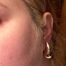 Chunky Gold Hoop Earrings for Women, Dupes Earrings Lightweight Waterdrop Hollow Open Hoops, Hypoallergenic Gold Plated Earrings Fashion Jewelry for Women Girls photo review