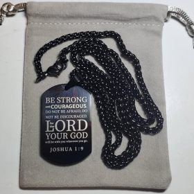 American Dog Tag Necklace Bible Verse Pendant, Men Boys Stainless Steel Cross Patriotic Flag Jewelry Gift 24 Inches Chain photo review