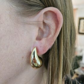 Chunky Gold Hoop Earrings for Women, Dupes Earrings Lightweight Waterdrop Hollow Open Hoops, Hypoallergenic Gold Plated Earrings Fashion Jewelry for Women Girls photo review