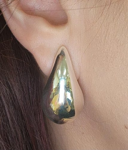 Chunky Gold Hoop Earrings for Women, Dupes Earrings Lightweight Waterdrop Hollow Open Hoops, Hypoallergenic Gold Plated Earrings Fashion Jewelry for Women Girls photo review