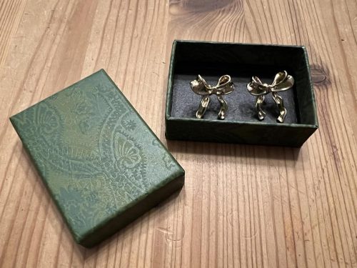 925 Sterling Silver Post Gold Silver Bow Earrings Women Ribbon Stud Earrings Gift photo review