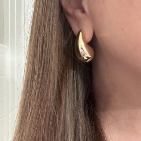 Chunky Gold Hoop Earrings for Women, Dupes Earrings Lightweight Waterdrop Hollow Open Hoops, Hypoallergenic Gold Plated Earrings Fashion Jewelry for Women Girls photo review