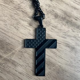 DuoDiner 24 Inch Cross Necklace for Men Boys Bible Verse American Flag Pendant Baptism Religious First Communion Jewelry Gift photo review