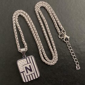 A-Z Necklace for Men Boys, American Flag Stainless Steel Letter Pendent Chain 20+2 Inches photo review