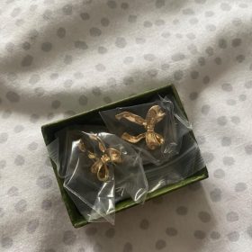 925 Sterling Silver Post Gold Silver Bow Earrings Women Ribbon Stud Earrings Gift photo review