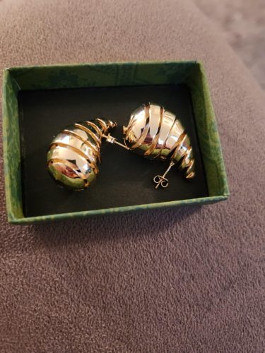 Drop Earrings Spiral Chunky Gold Hoop Earrings Lightweight Dangle Earrings Teardrop Trendy Hypoallergenic Gold Plated Earrings Fashion Jewelry for Women Girls photo review
