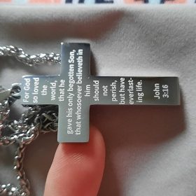 Football Cross Necklace for Boys Men Stainless Steel Bible Verse Pendant with 20+2 Inch Chain First Communion Baptism Religious Sports Jewelry Gift photo review