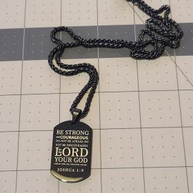 American Dog Tag Necklace Bible Verse Pendant, Men Boys Stainless Steel Cross Patriotic Flag Jewelry Gift 24 Inches Chain photo review